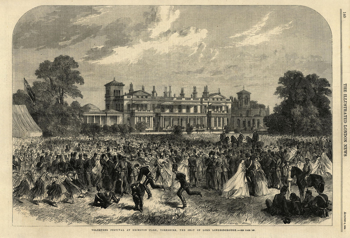 Volunteer festival at Grimston Park, Yorkshire. Lord Londesborough's seat 1864
